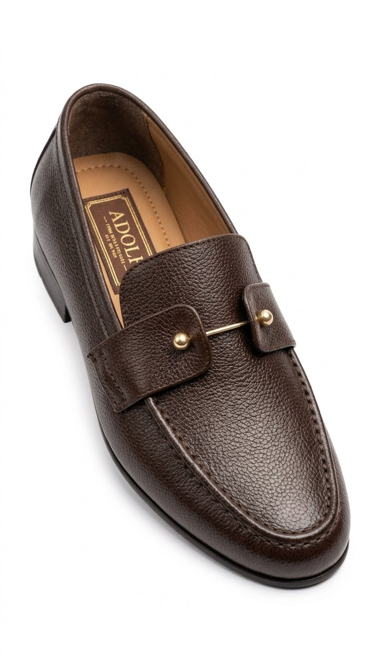 Premium Dark Brown Textured Leather Loafers – Timeless Elegance &amp; Comfort