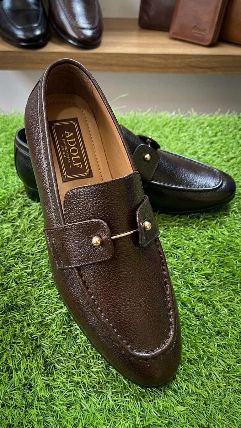 Premium Dark Brown Textured Leather Loafers – Timeless Elegance &amp; Comfort