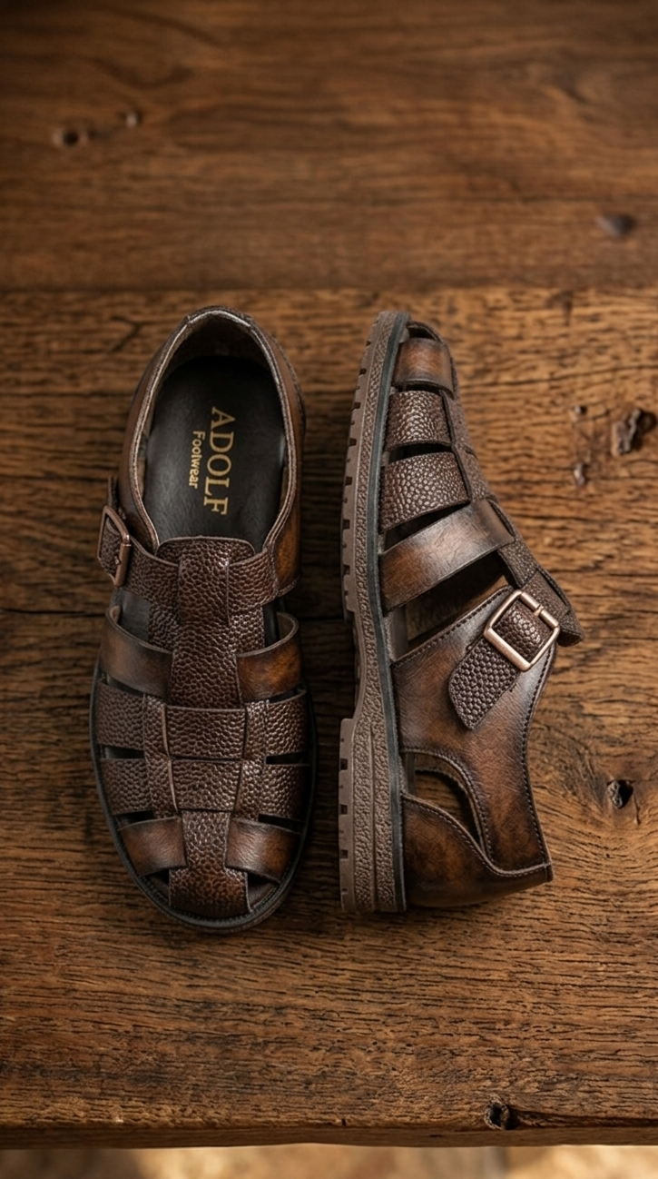 Adolf.pk Brown Caged Leather Sandals