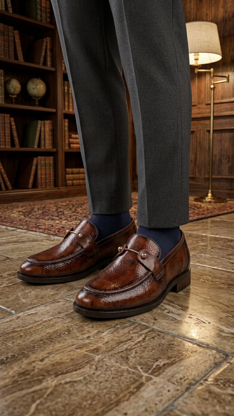 Men's Premium Brown Leather Loafers | Handcrafted Formal Slip-On Shoes