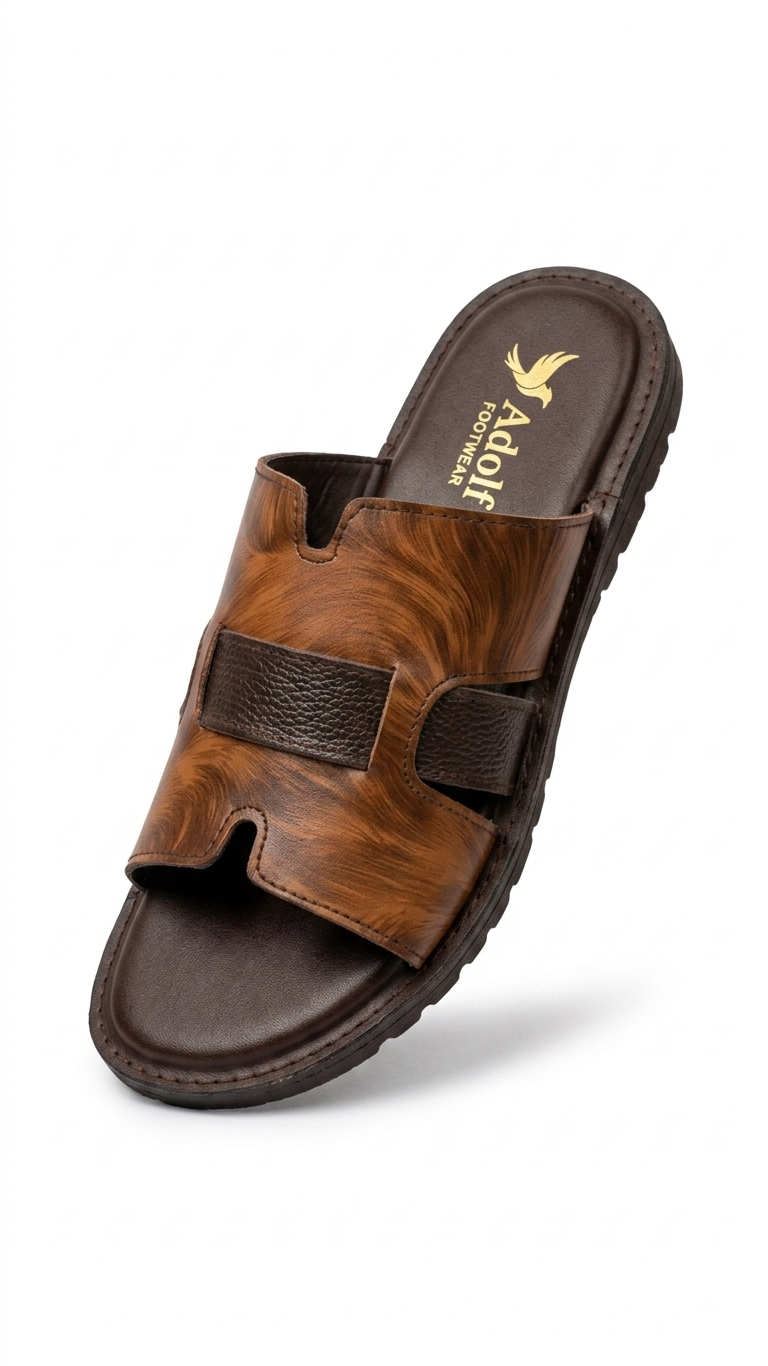 Adolf.pk Textured Brown Chappal Sandals