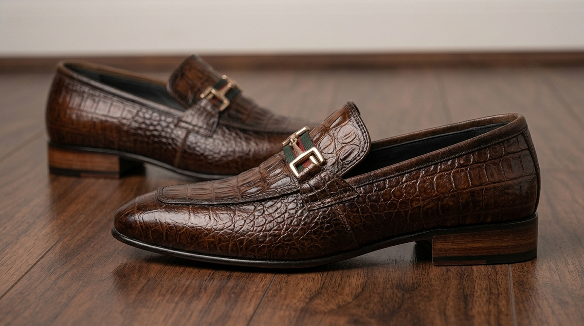 Adolf.pk Executive Crocodile Leather Loafers