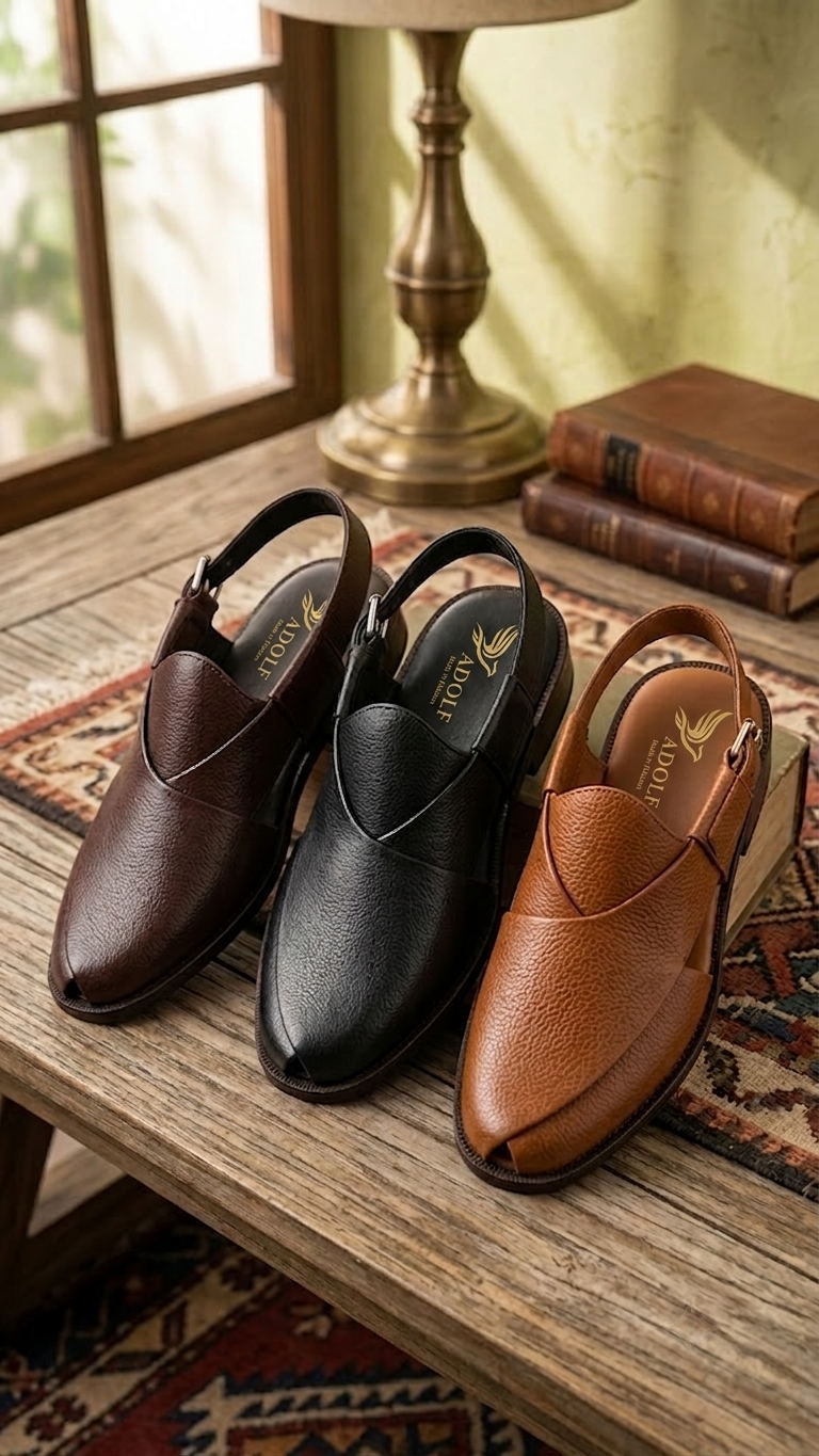 Adolf.pk Classic Leather Peshawari Chappal