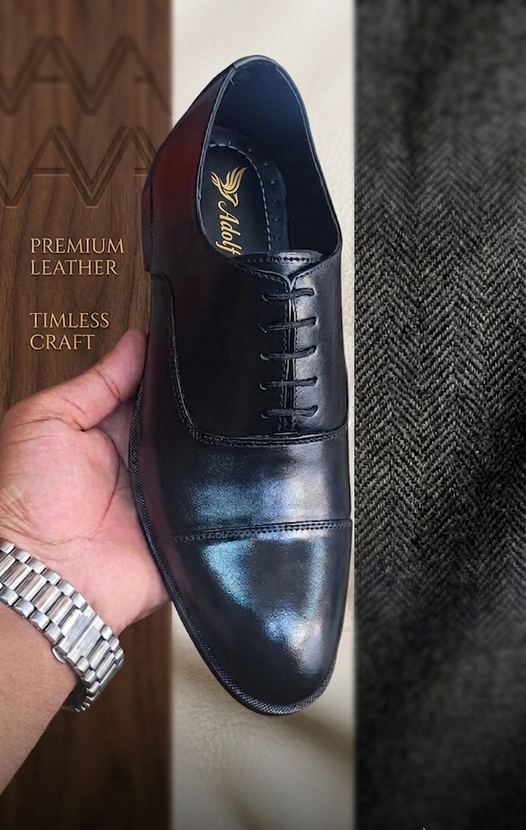 Adolf.pk Black Leather Oxford Shoes