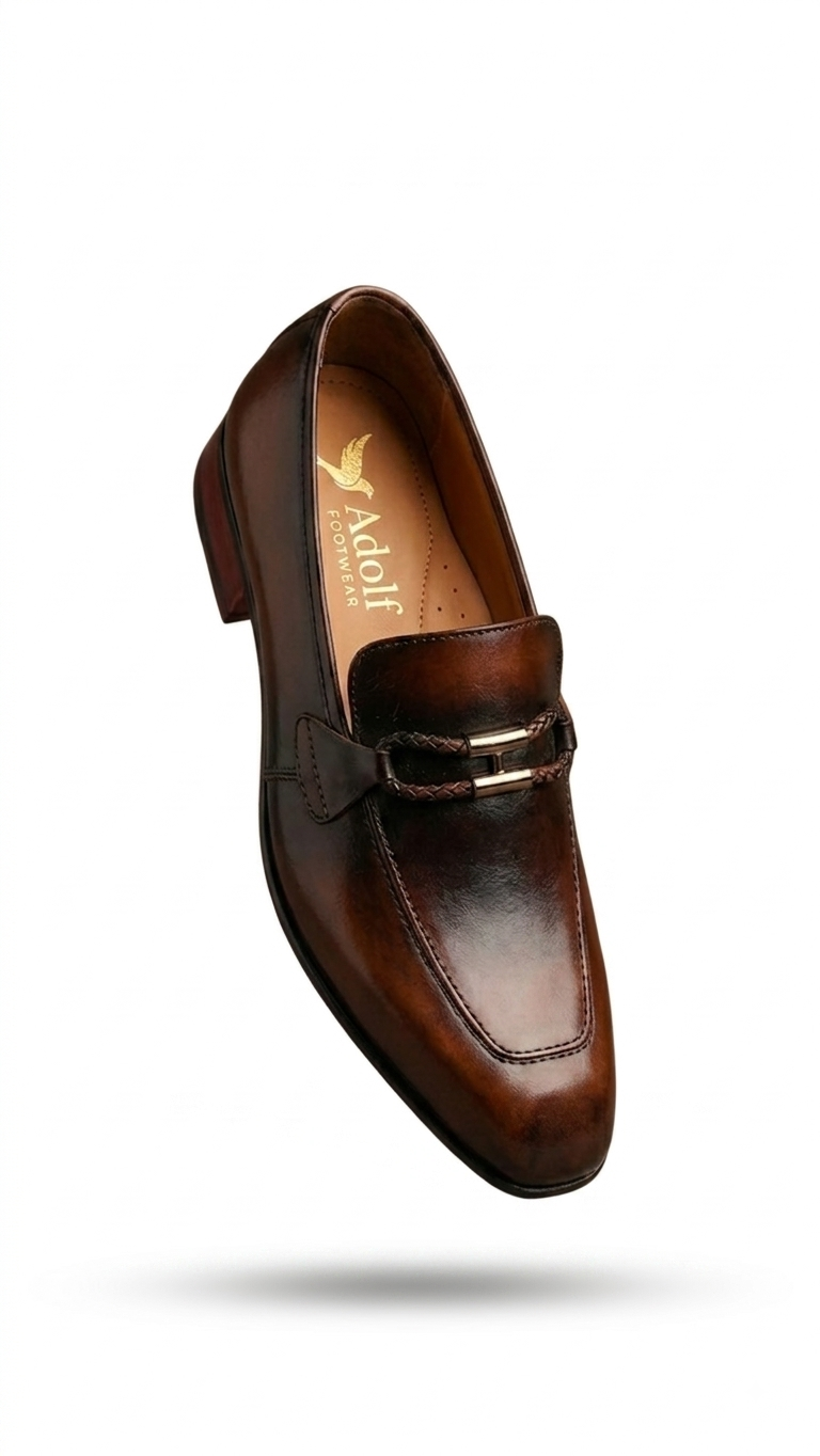 Adolf.pk Burnished Brown Horsebit Loafers