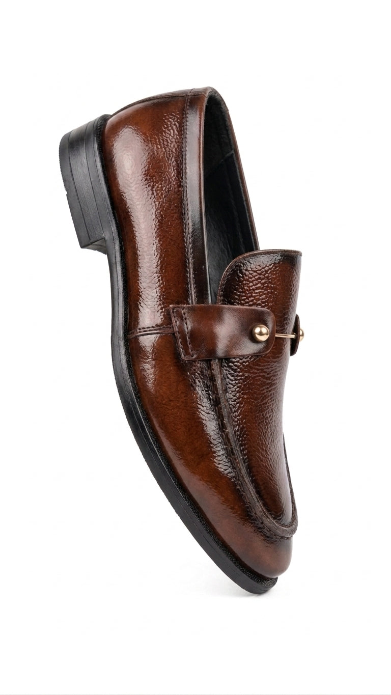 Men's Premium Brown Leather Loafers | Handcrafted Formal Slip-On Shoes