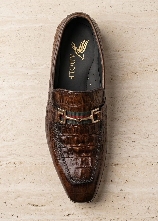 Adolf.pk Executive Crocodile Leather Loafers