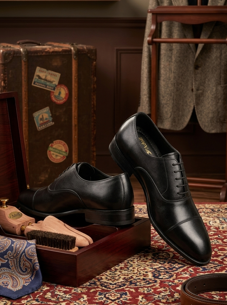 Adolf.pk Black Leather Oxford Shoes