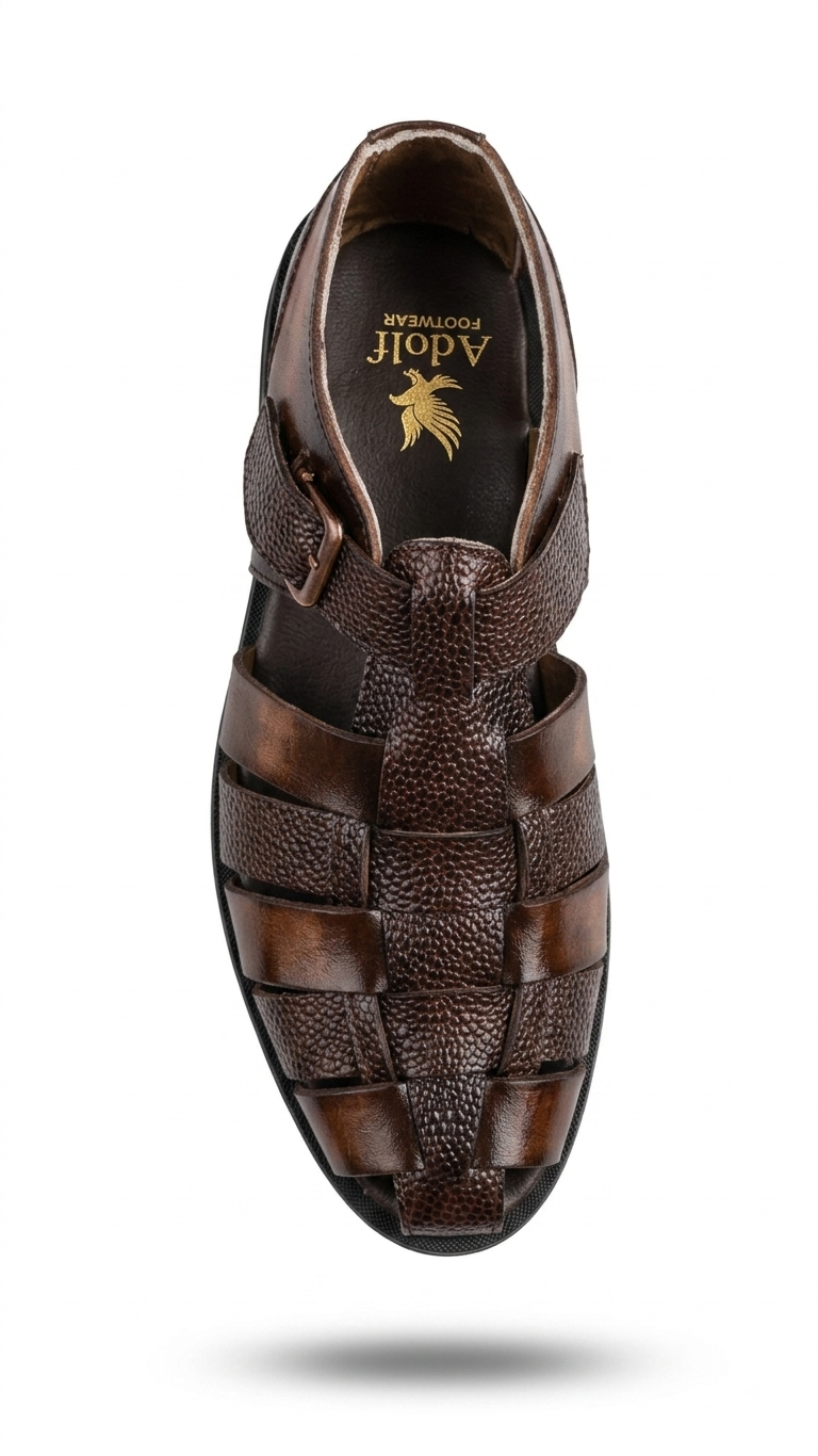 Adolf.pk Brown Caged Leather Sandals
