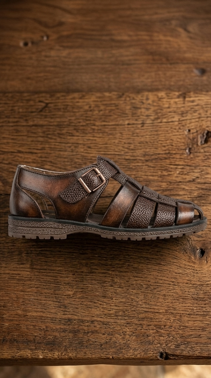 Adolf.pk Brown Caged Leather Sandals