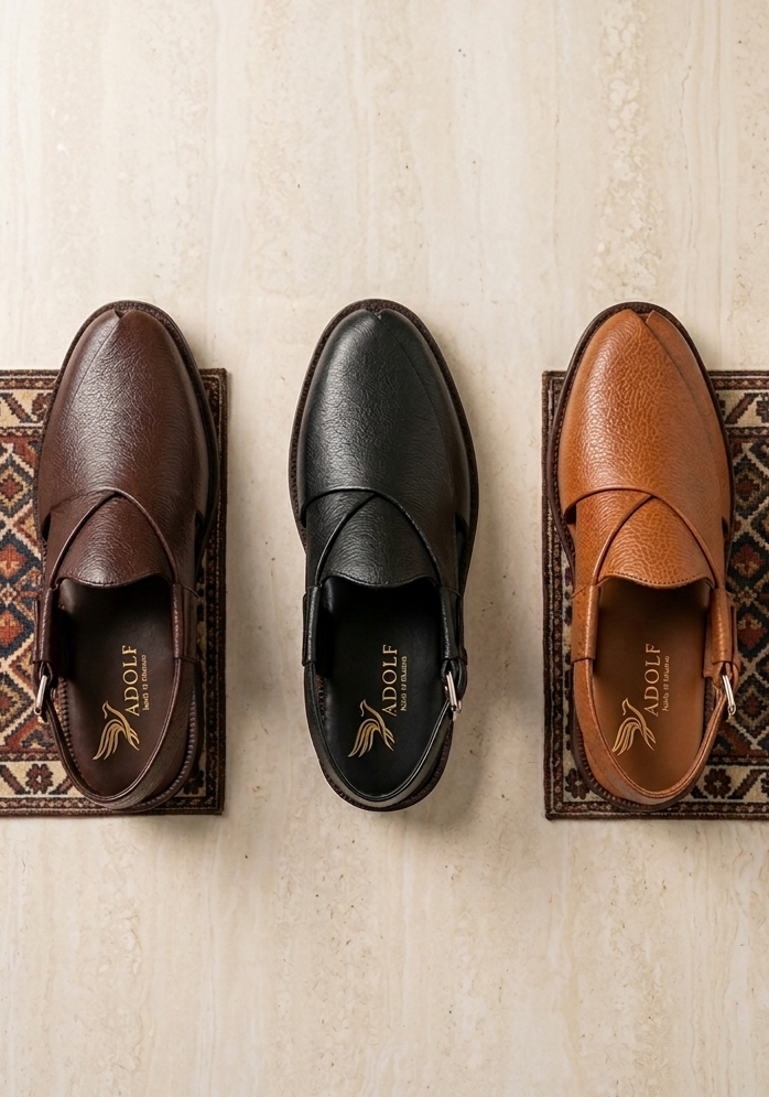Adolf.pk Classic Leather Peshawari Chappal