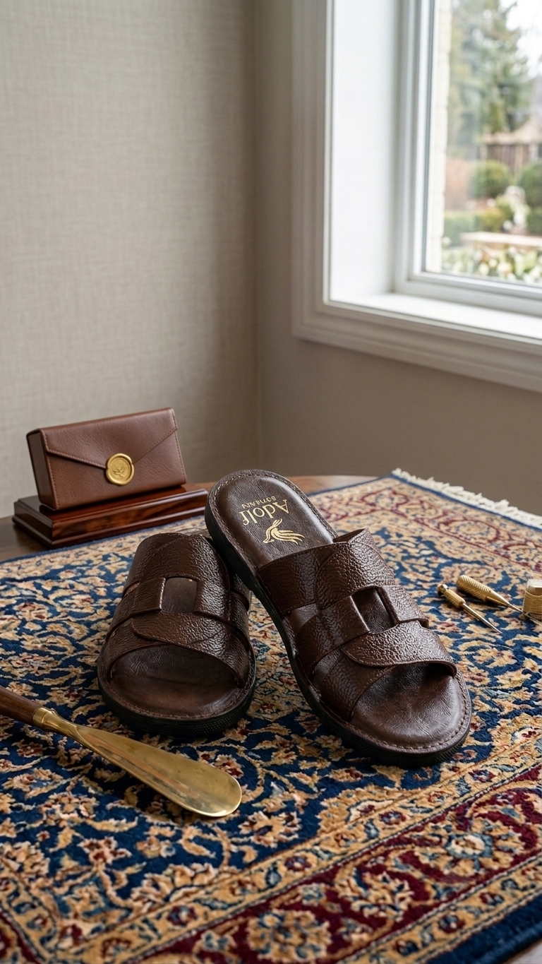 Adolf.pk Brown Leather Chappal