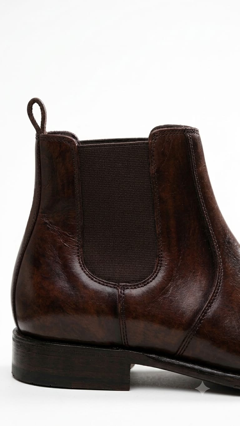 Men's Premium Black Textured Leather Chelsea Boots with Side Zipper
