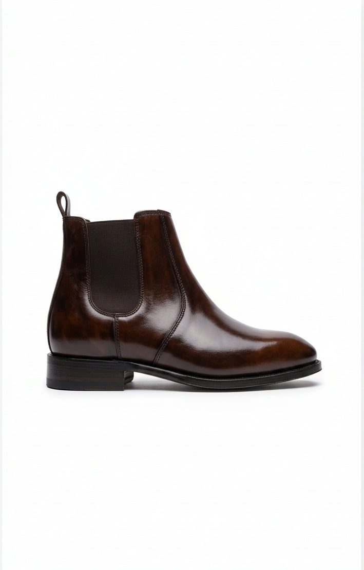 Men's Premium Black Textured Leather Chelsea Boots with Side Zipper