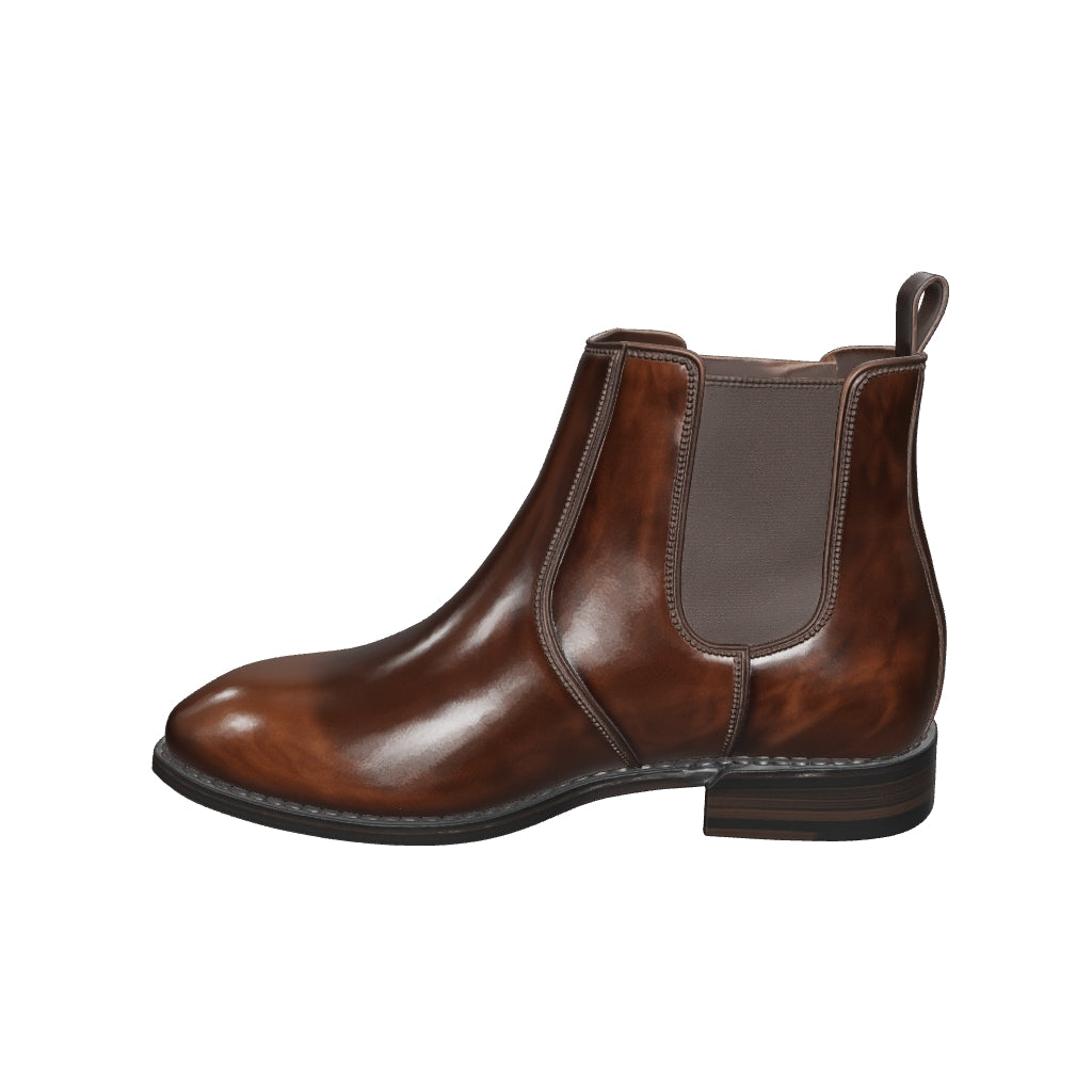 Men's Premium Black Textured Leather Chelsea Boots with Side Zipper