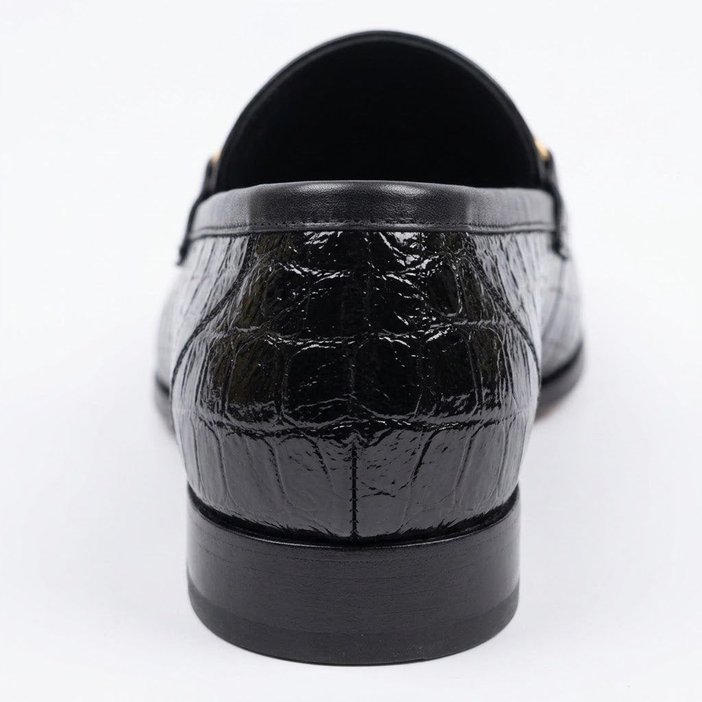 Adolf.pk Black Croco Bit Loafers